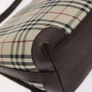 BURBERRY Nova Check Shoulder Bag Canvas Beige Silver Auth 127088-16