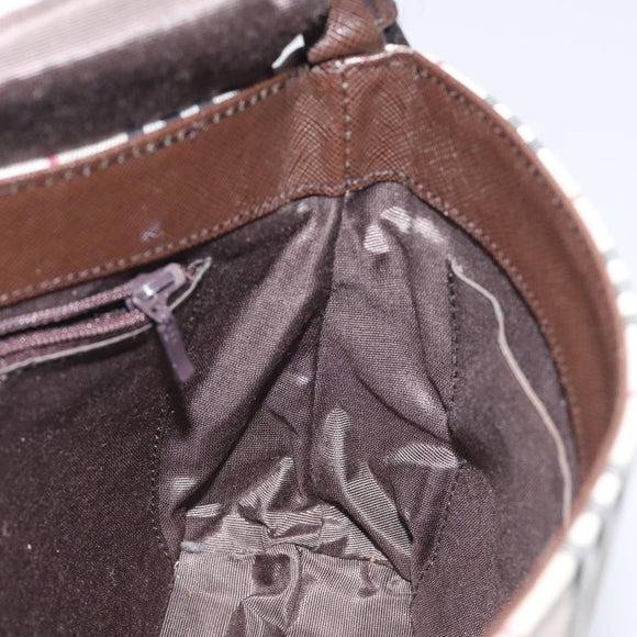 BURBERRY Nova Check Shoulder Bag Canvas Beige Silver Auth 127088