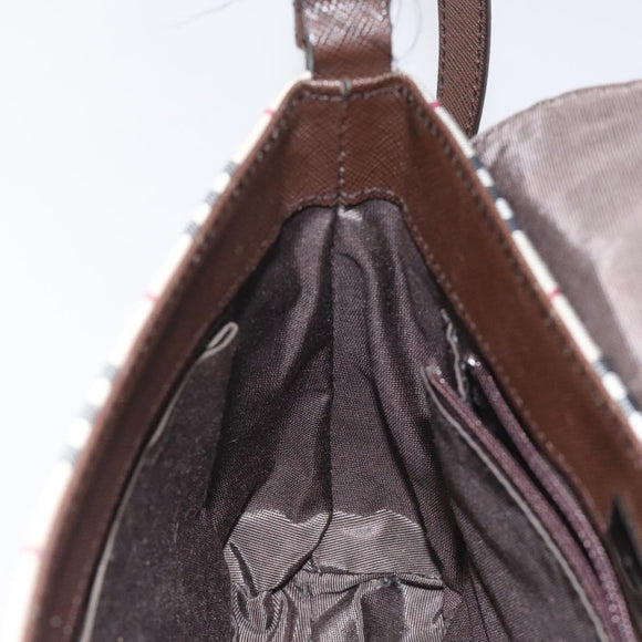 BURBERRY Nova Check Shoulder Bag Canvas Beige Silver Auth 127088