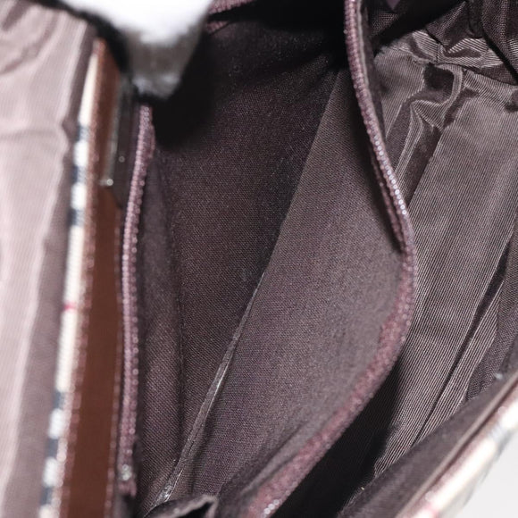 BURBERRY Nova Check Shoulder Bag Canvas Beige Silver Auth 127088