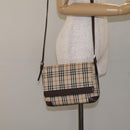 BURBERRY Nova Check Shoulder Bag Canvas Beige Silver Auth 127088-20
