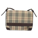 BURBERRY Nova Check Shoulder Bag Canvas Beige Silver Auth 127088-13