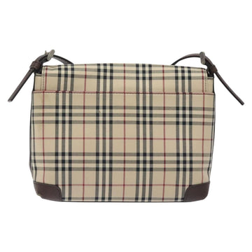 BURBERRY Nova Check Shoulder Bag Canvas Beige Silver Auth 127088 - 0