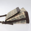 BURBERRY Nova Check Shoulder Bag Canvas Beige Silver Auth 127088-4