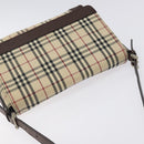 BURBERRY Nova Check Shoulder Bag Canvas Beige Silver Auth 127088-6