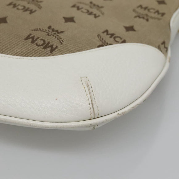 MCM Vicetos Logogram Shoulder Bag Canvas Beige Gold Auth 127092