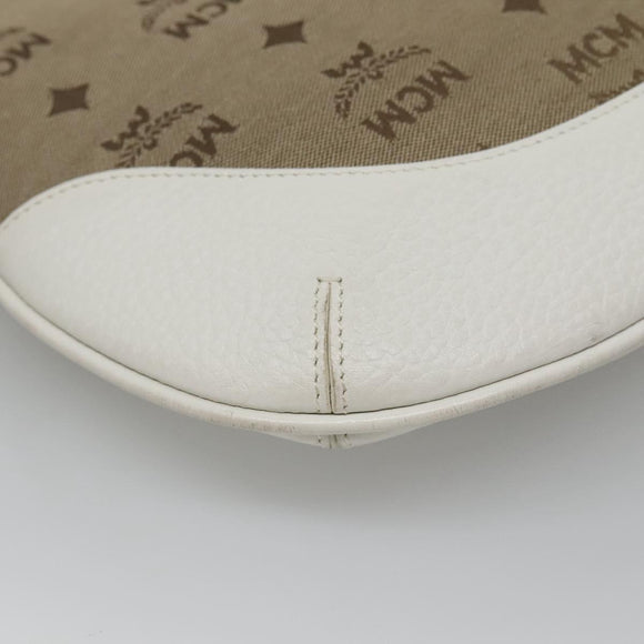 MCM Vicetos Logogram Shoulder Bag Canvas Beige Gold Auth 127092