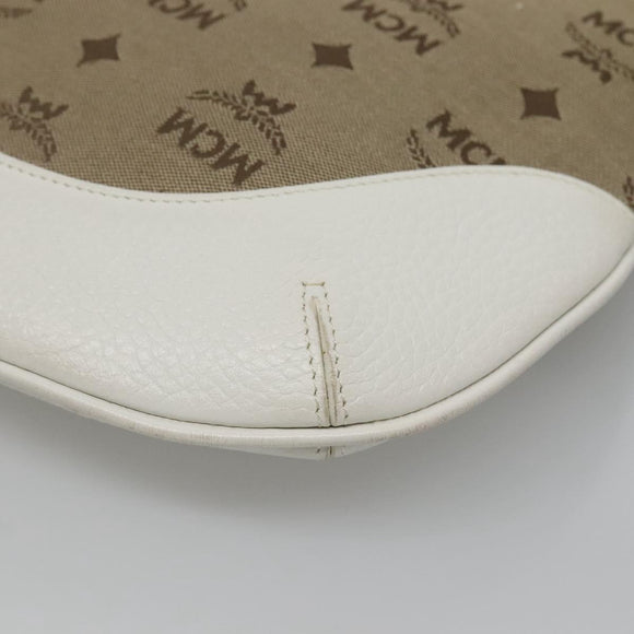 MCM Vicetos Logogram Shoulder Bag Canvas Beige Gold Auth 127092