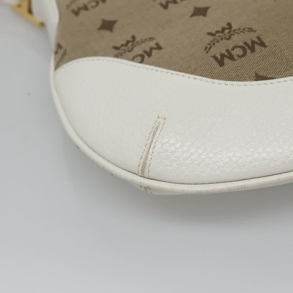 MCM Vicetos Logogram Shoulder Bag Canvas Beige Gold Auth 127092