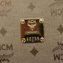 MCM Vicetos Logogram Shoulder Bag Canvas Beige Gold Auth 127092-12