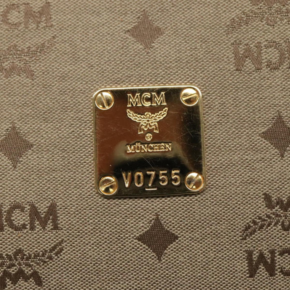 MCM Vicetos Logogram Shoulder Bag Canvas Beige Gold Auth 127092