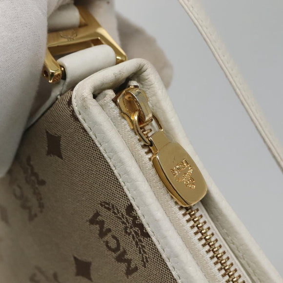 MCM Vicetos Logogram Shoulder Bag Canvas Beige Gold Auth 127092