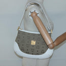 MCM Vicetos Logogram Shoulder Bag Canvas Beige Gold Auth 127092-22