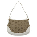 MCM Vicetos Logogram Shoulder Bag Canvas Beige Gold Auth 127092-2