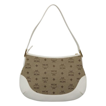 MCM Vicetos Logogram Shoulder Bag Canvas Beige Gold Auth 127092 - 0