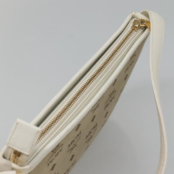 MCM Vicetos Logogram Shoulder Bag Canvas Beige Gold Auth 127092
