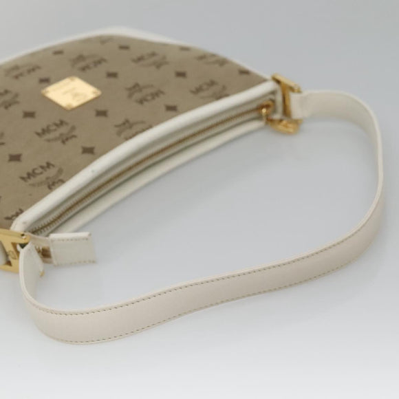 MCM Vicetos Logogram Shoulder Bag Canvas Beige Gold Auth 127092
