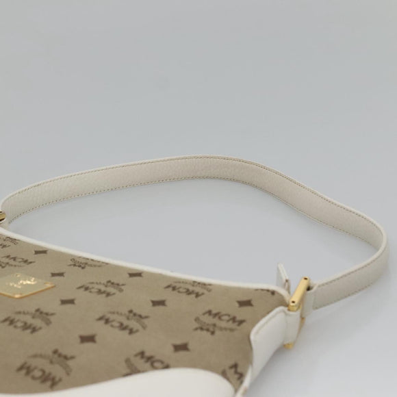 MCM Vicetos Logogram Shoulder Bag Canvas Beige Gold Auth 127092