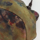 CHANEL Embroidery Graffiti Hand Bag Canvas Leather Khaki CC Auth 127134SM-15