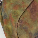 CHANEL Embroidery Graffiti Hand Bag Canvas Leather Khaki CC Auth 127134SM-16