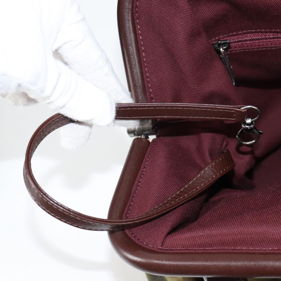 CHANEL Embroidery Graffiti Hand Bag Canvas Leather Khaki CC Auth 127134SM