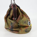 CHANEL Bestickte Graffiti Handtasche Canvas Leder Khaki CC Auth 127134SM-4