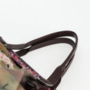 CHANEL Embroidery Graffiti Hand Bag Canvas Leather Khaki CC Auth 127134SM-14