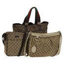 GUCCI GG Canvas Web Sherry Line Bag 3Set Beige Auth 127135-1
