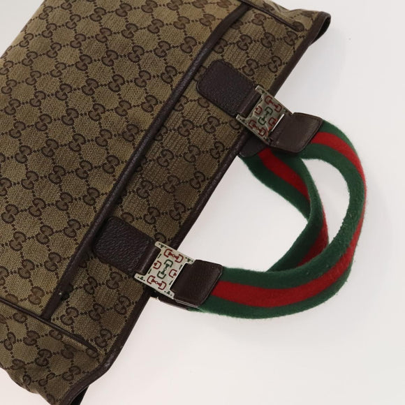 GUCCI GG Canvas Web Sherry Line Bag 3Set Beige Auth 127135