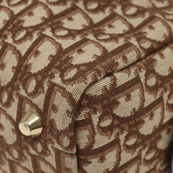 Christian Dior Trotter Canvas Hand Bag Beige Gold Auth 127152