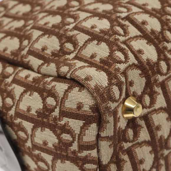 Christian Dior Trotter Canvas Hand Bag Beige Gold Auth 127152