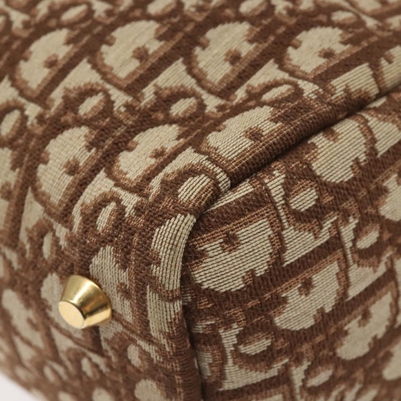 Christian Dior Trotter Canvas Hand Bag Beige Gold Auth 127152