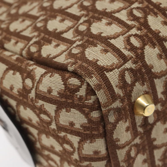 Christian Dior Trotter Canvas Hand Bag Beige Gold Auth 127152