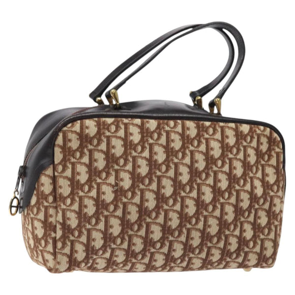 Christian Dior Trotter Canvas Hand Bag Beige Gold Auth 127152