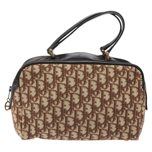 Christian Dior Trotter Canvas Hand Bag Beige Gold Auth 127152