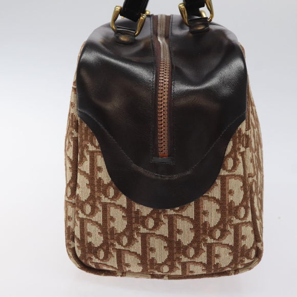 Christian Dior Trotter Canvas Hand Bag Beige Gold Auth 127152