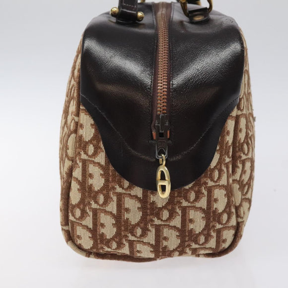 Christian Dior Trotter Canvas Hand Bag Beige Gold Auth 127152