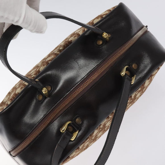 Christian Dior Trotter Canvas Hand Bag Beige Gold Auth 127152