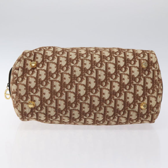 Christian Dior Trotter Canvas Hand Bag Beige Gold Auth 127152