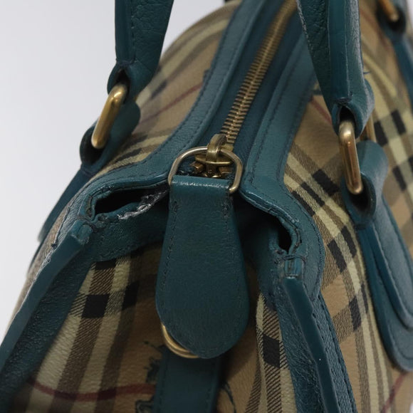 BURBERRY Nova Check Hand Bag PVC Beige Auth 127155