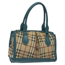 BURBERRY Nova Check Hand Bag PVC Beige Auth 127155-1