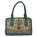 BURBERRY Nova Check Hand Bag PVC Beige Auth 127155-13