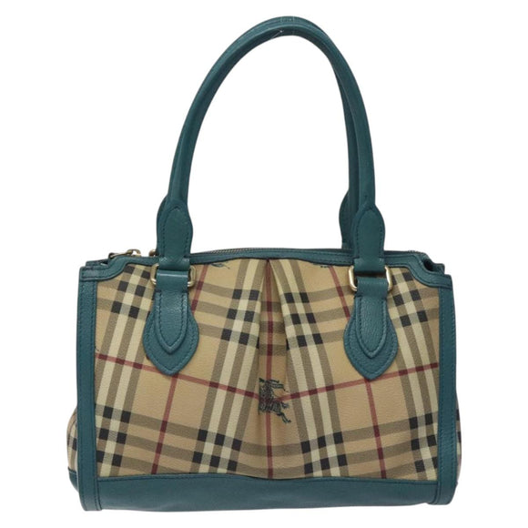 BURBERRY Nova Check Hand Bag PVC Beige Auth 127155