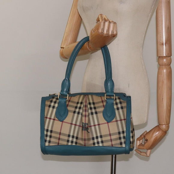 BURBERRY Nova Check Hand Bag PVC Beige Auth 127155
