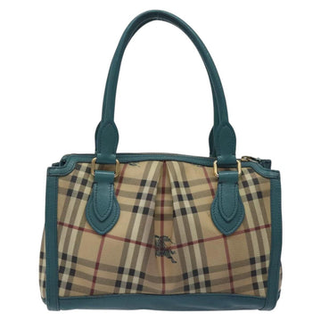 BURBERRY Nova Check Hand Bag PVC Beige Auth 127155 - 0
