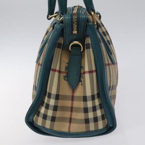 BURBERRY Nova Check Hand Bag PVC Beige Auth 127155