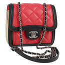 CHANEL Matelasse Chain Shoulder Bag Lamb Skin Red Silver CC Auth 127167M-1