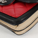 CHANEL Matelasse Chain Shoulder Bag Lamb Skin Red Silver CC Auth 127167SAM-15