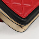 CHANEL Matelasse Chain Shoulder Bag Lamb Skin Red Silver CC Auth 127167SAM-16