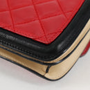 CHANEL Matelasse Chain Shoulder Bag Lamb Skin Red Silver CC Auth 127167SAM-17